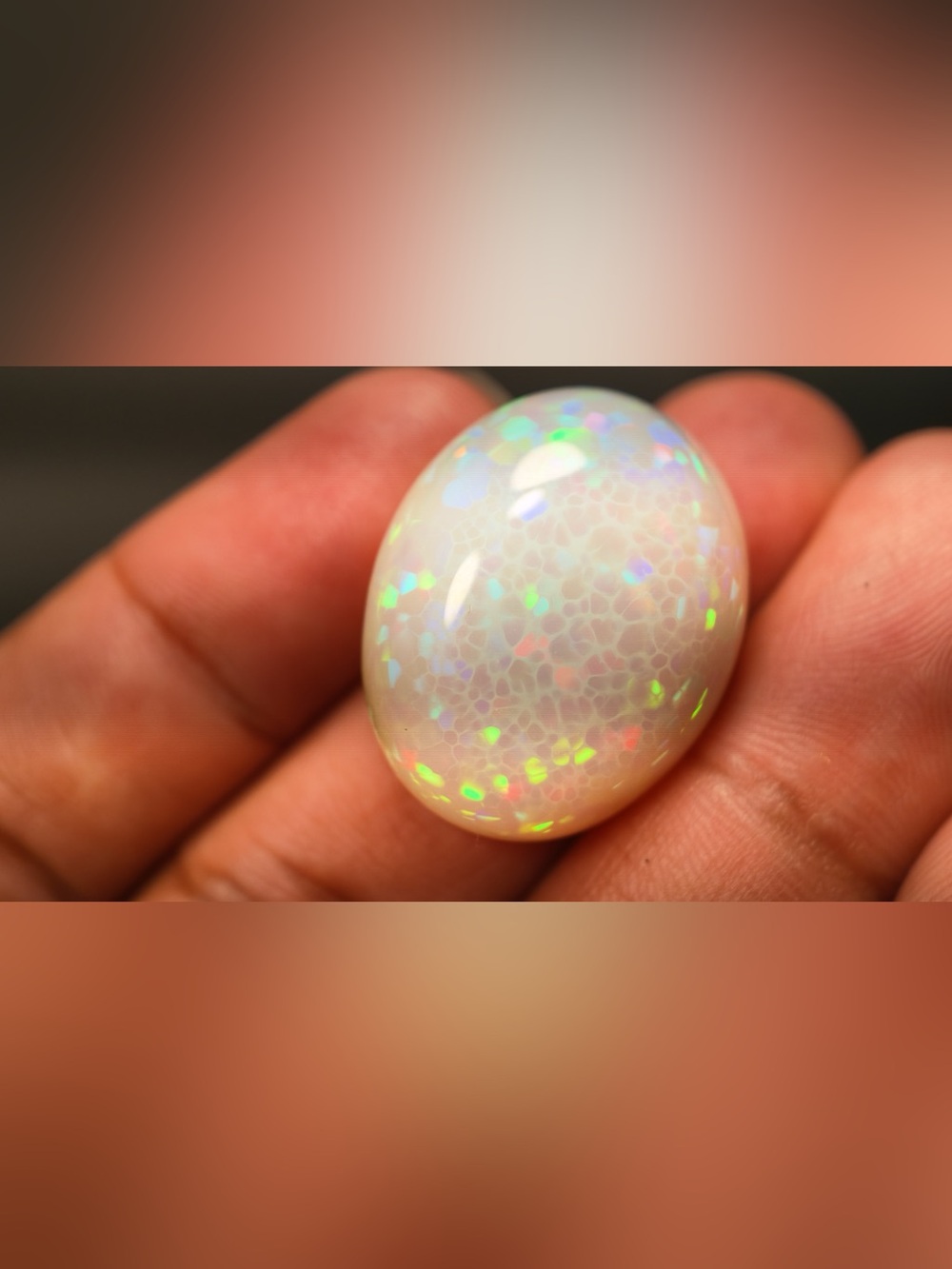 Natural White Opal 40.52 Ct Oval Cabochon Loose Gemstone Certified Play of Color